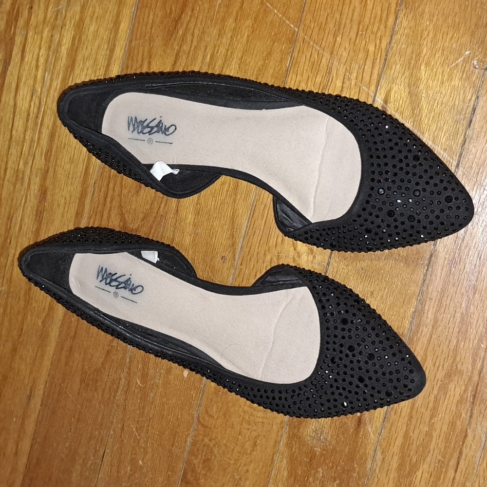 Mossimo black sparkle studded point toe flats used good condition